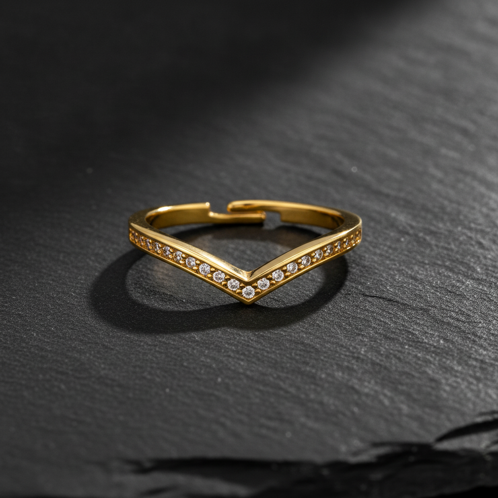 Regal Chevron Sparkle Embrace Ring for Women