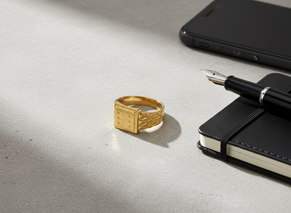 NuGold Heritage Square Signet Ring
