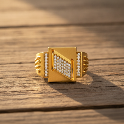 Elegant Crystal CZ Square Signet Ring