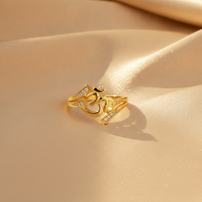 Spiritual Om CZ Open Ring for Women & Girls