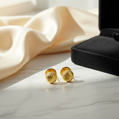 NuGold Textured Gold-Toned Designer Stud Earrings for Women