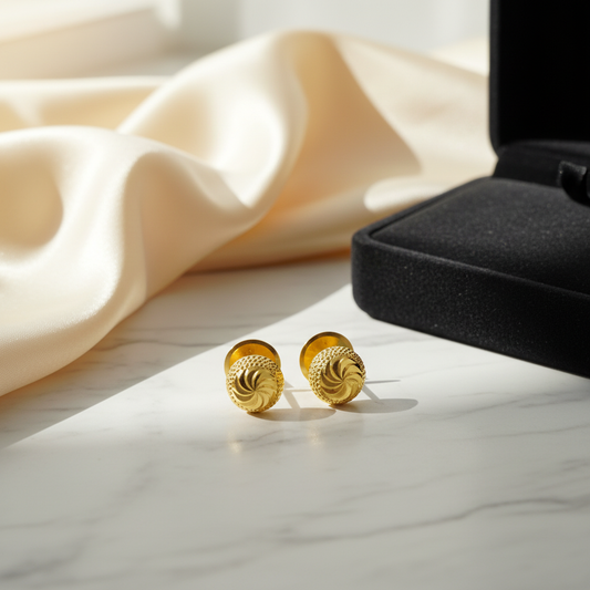 NuGold Textured Gold-Toned Designer Stud Earrings for Women