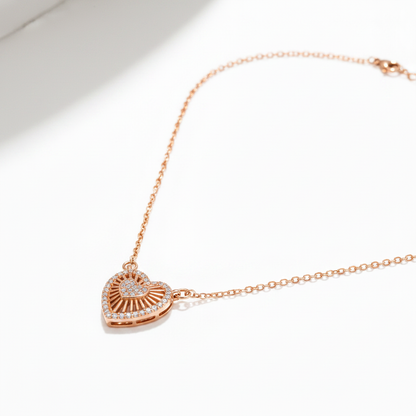 Romantic Rose Gold Heart Necklace for Women