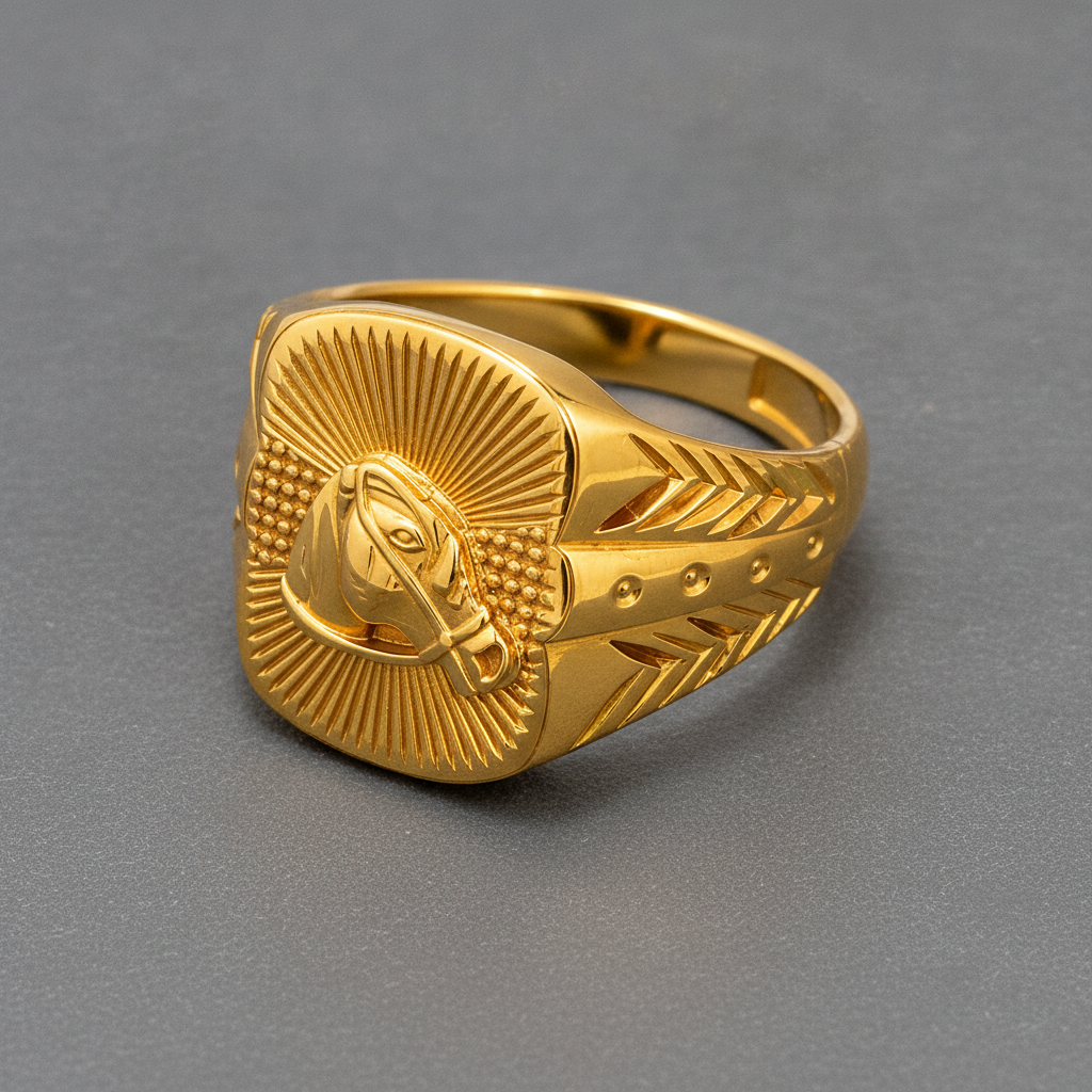 Royal Equestrian Crest Heritage Statement Ring for Men