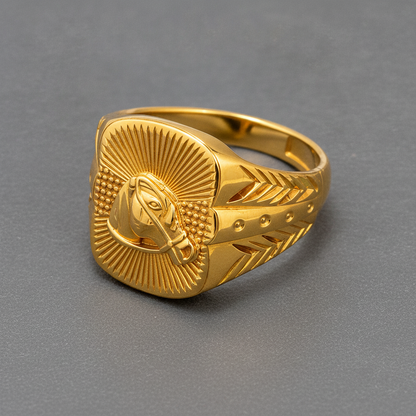 Royal Equestrian Crest Heritage Statement Ring for Men