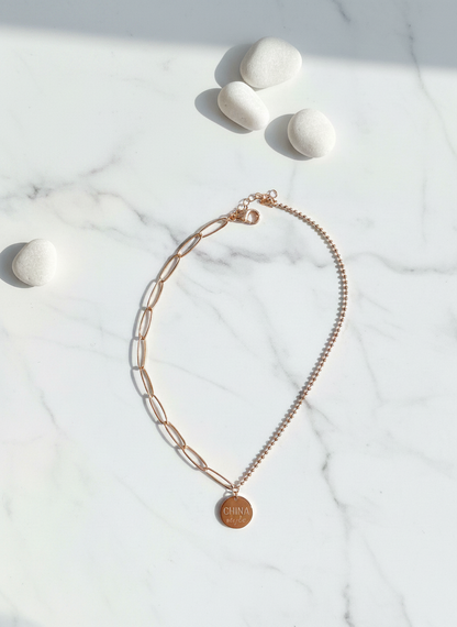 Elegant Rose Gold Asymmetrical Chain Pendant Necklace