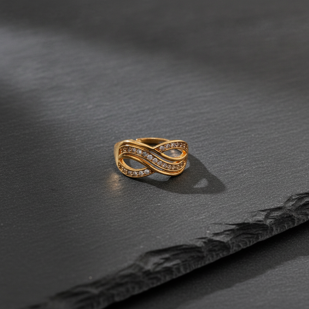 Regal Infinity Wave Sparkle Statement Ring for Women