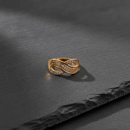 Regal Infinity Wave Sparkle Statement Ring for Women