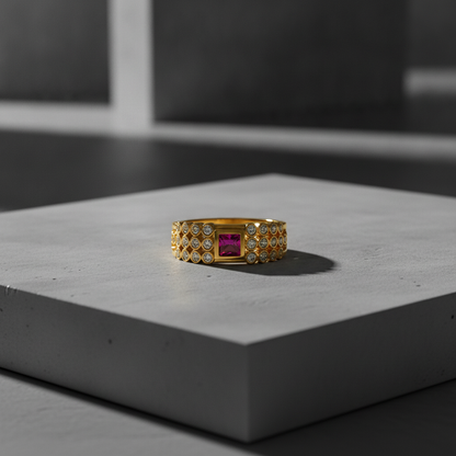 Royal Crimson Luxe Statement Ring
