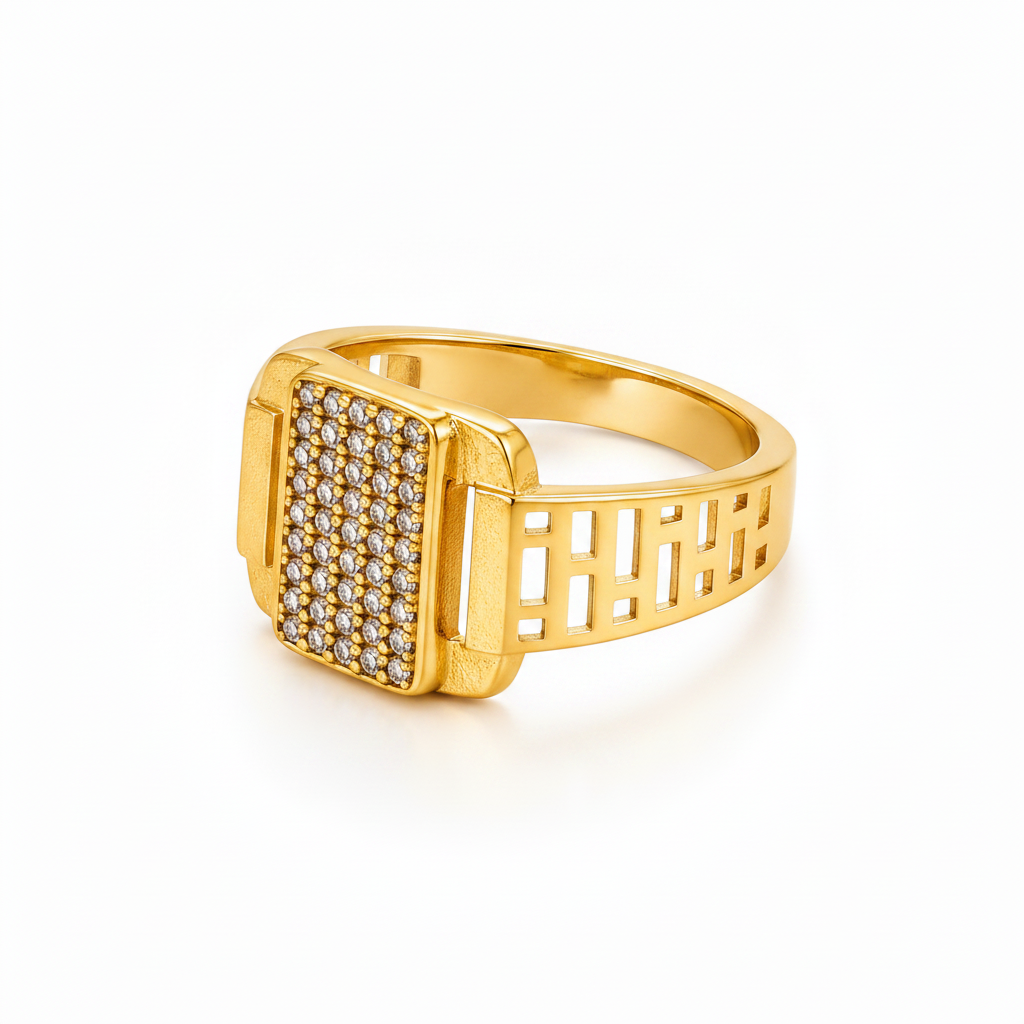 Royal Gridstone Crystal Statement Ring for Men