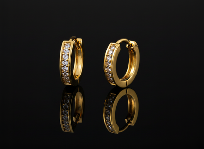 NuGold Crystal Line Gold-Toned Hoop Earrings for Women