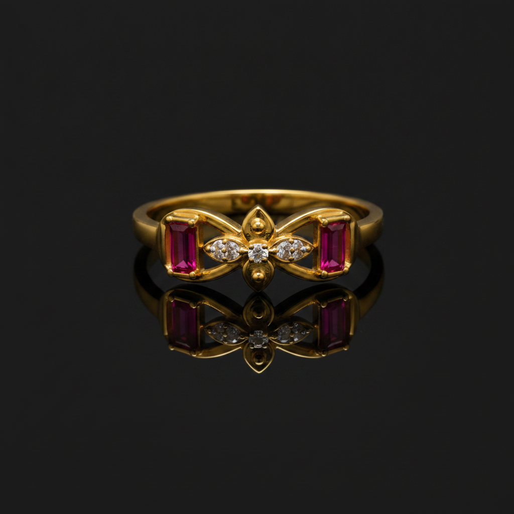 Royal Fuchsia Butterfly Embrace Statement Ring