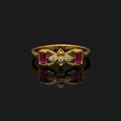 Royal Fuchsia Butterfly Embrace Statement Ring