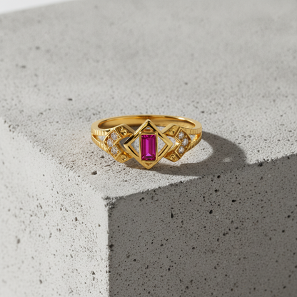 Regal Ruby Prism Embrace Statement Ring for Women