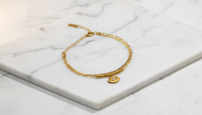 NUGOLD Trendy Double Layer Evil Eye Bracelet