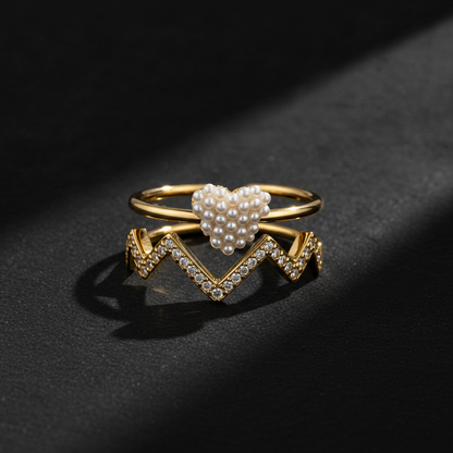 Pearl Crown Chevron Designer Ring