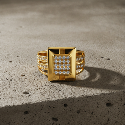 Imperial Luxe Square Pavé Statement Ring