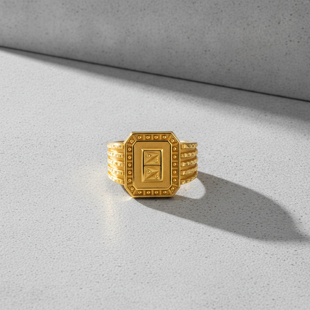 Royal Textured Crest Wide Band Ring for Men