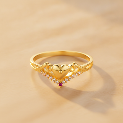 NUGOLD Stylish Heart Charm Gold Finish Ring for Women