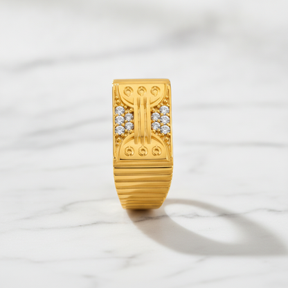 Imperial Crystal Bridge Statement Ring for Men
