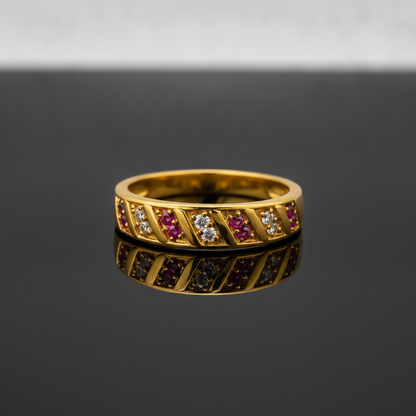 Elegant Ruby CZ Infinity Pattern Ring