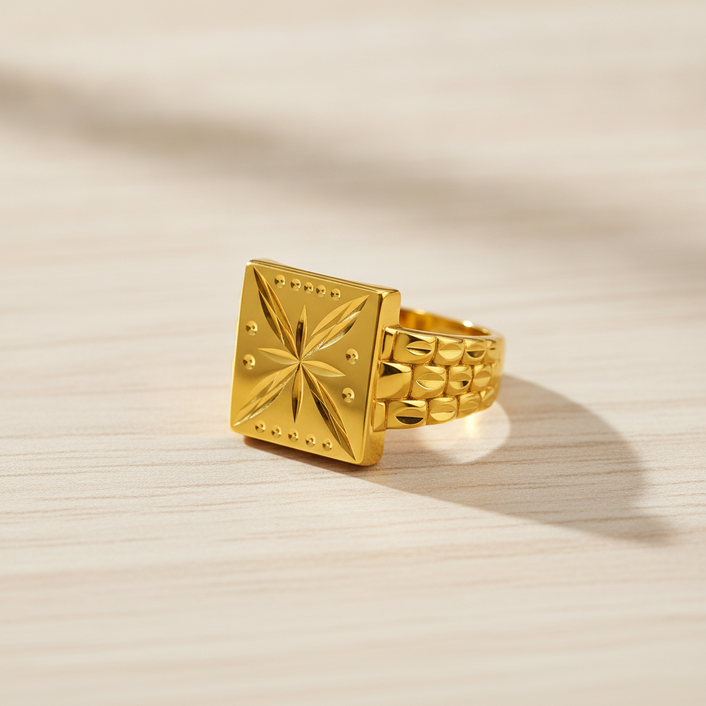 Regal Starburst Geometric Statement Ring for Men