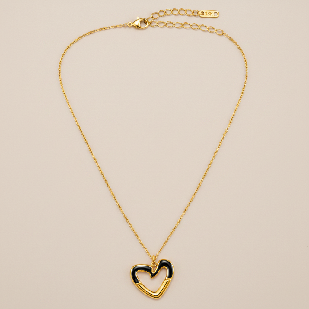 Elegant Dual-Tone Heart Necklace for Women