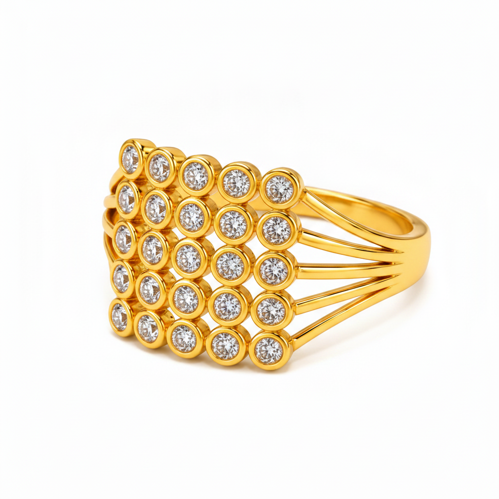 Royal Radiance Grid Sparkle Statement Ring for Women