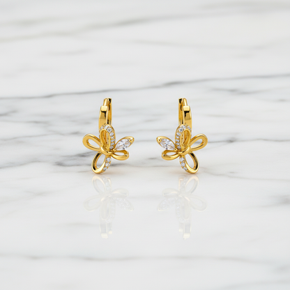 NuGold Butterfly Charm Crystal Gold-Toned Hoop Earrings for Women
