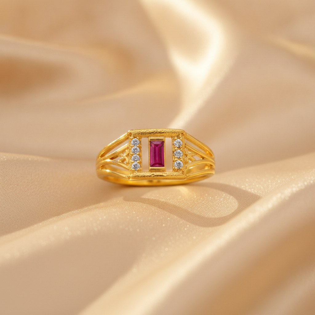 Regal Ruby Horizon Elegance Statement Ring for Women
