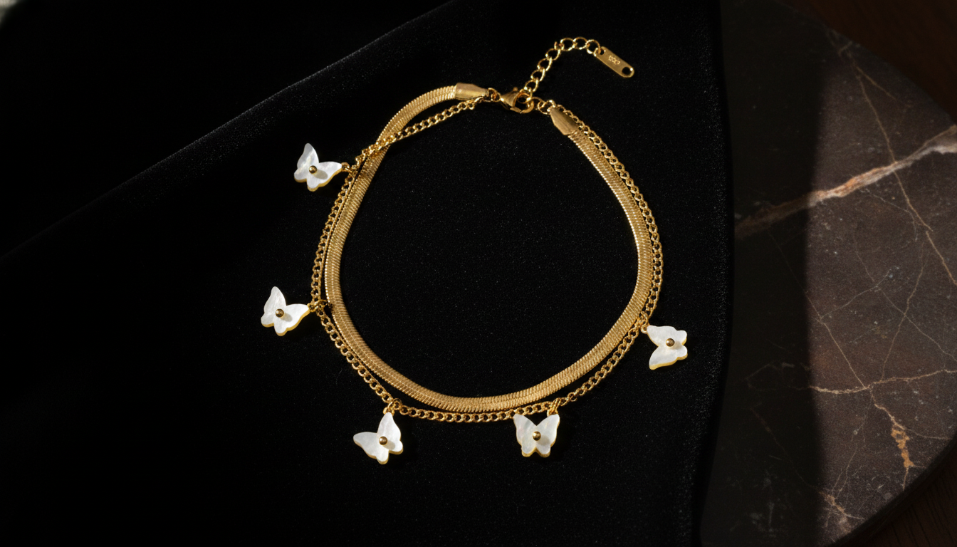 NUGOLD Double Layer Butterfly Bracelet
