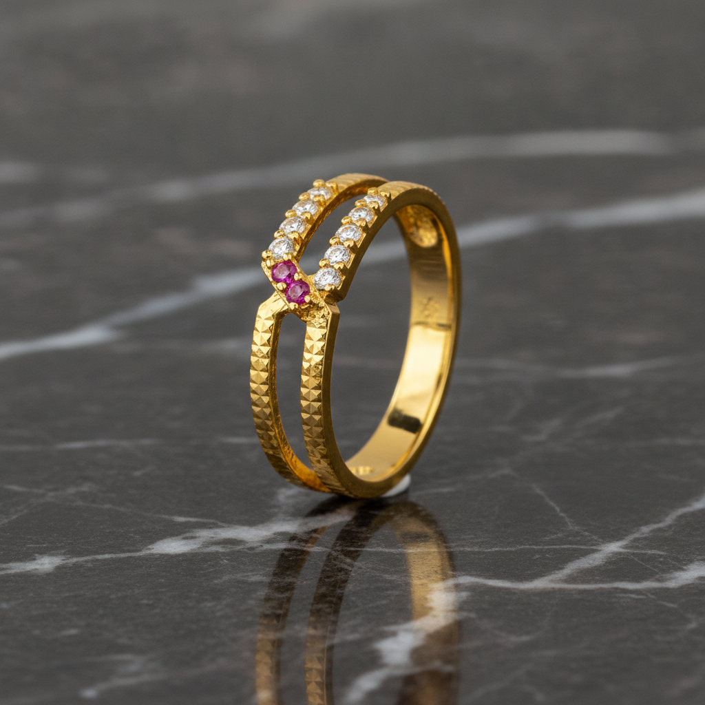 Imperial Ruby V-Cut Sparkle Band Ring