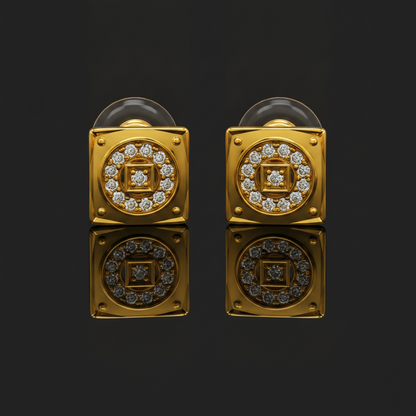 Regal Quadrant Crystal Stud Earrings