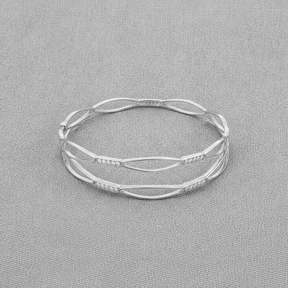 925 Silver Leaf Motif Bangles with Cubic Zirconia