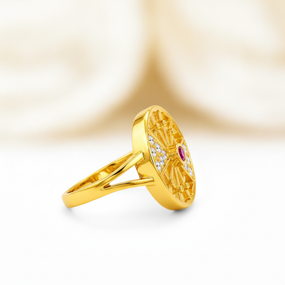 Regal Radiant Wheel Statement Ring For Women