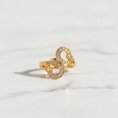 Regal Twin Teardrop Infinity Sparkle Statement Ring for Women
