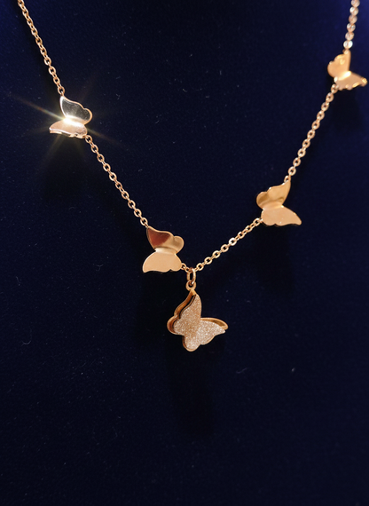 Elegant Rose Gold Butterfly Charm Pendant Necklace
