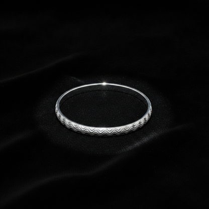 Classic 925 Sterling Silver Chevron Pattern Men's Kada