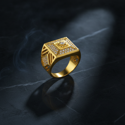 Elegant Crystal CZ Geometric Statement Ring for Men
