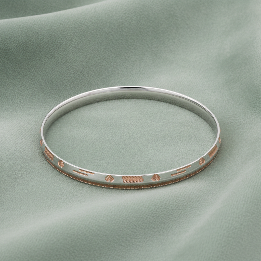 925 Sterling Silver Rose Gold Designer Kada for Men & Women