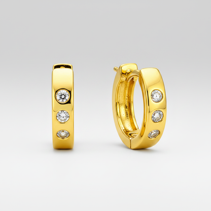 NuGold Radiance Crystal Studded Gold-Toned Hoop Earrings for Women