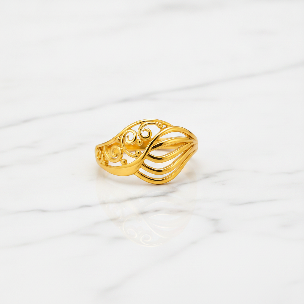 Elegant Swirl Filigree Multilayer Statement Ring for Women