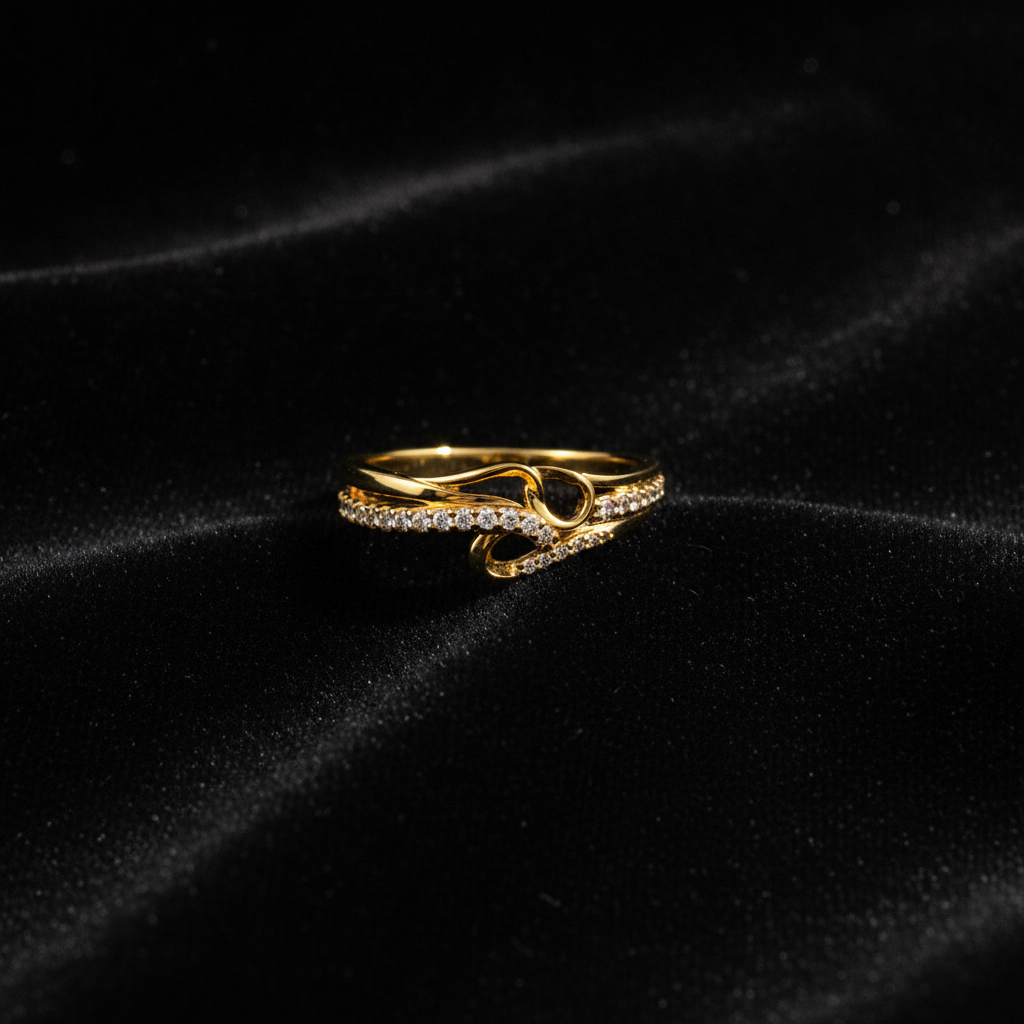 Elegant Wave Infinity Stone Studded Ring for Women