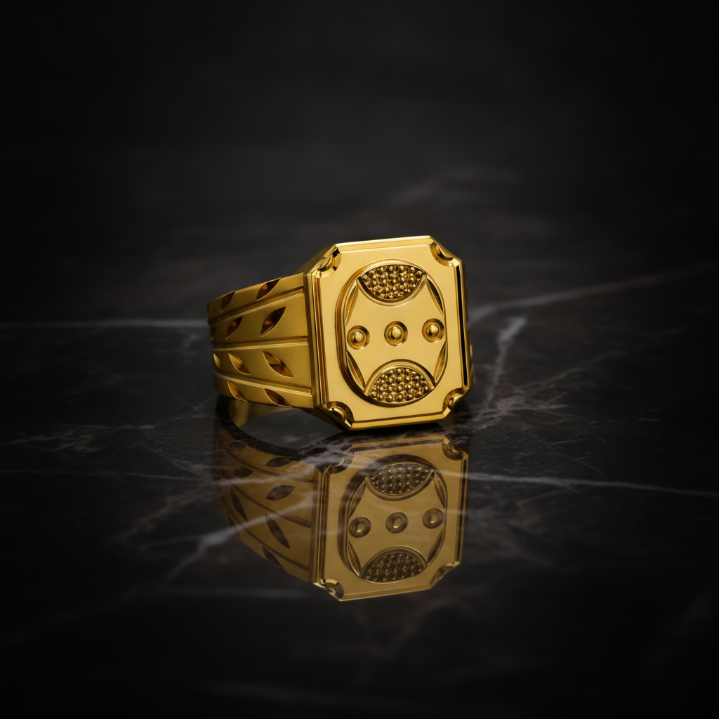 Regal Shield Pattern Statement Ring for Men