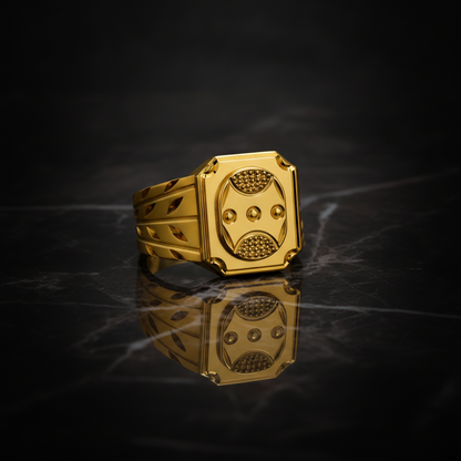 Regal Shield Pattern Statement Ring for Men