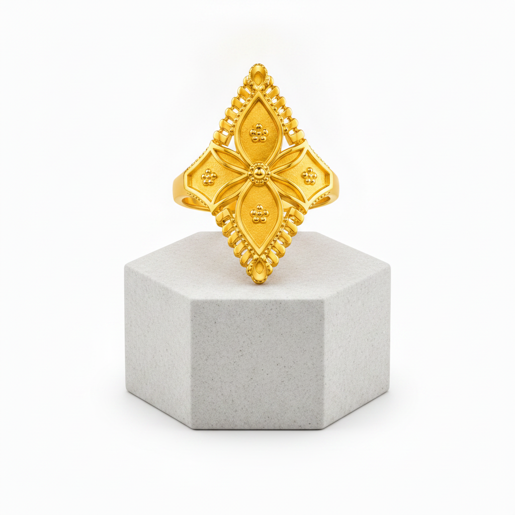 Royal Four-Petal Heritage Crest Statement Ring for Women
