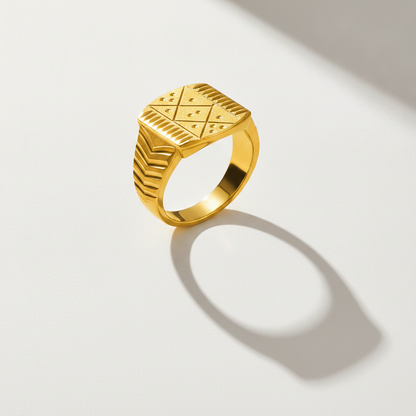 Royal Matrix Engraved Statement Ring