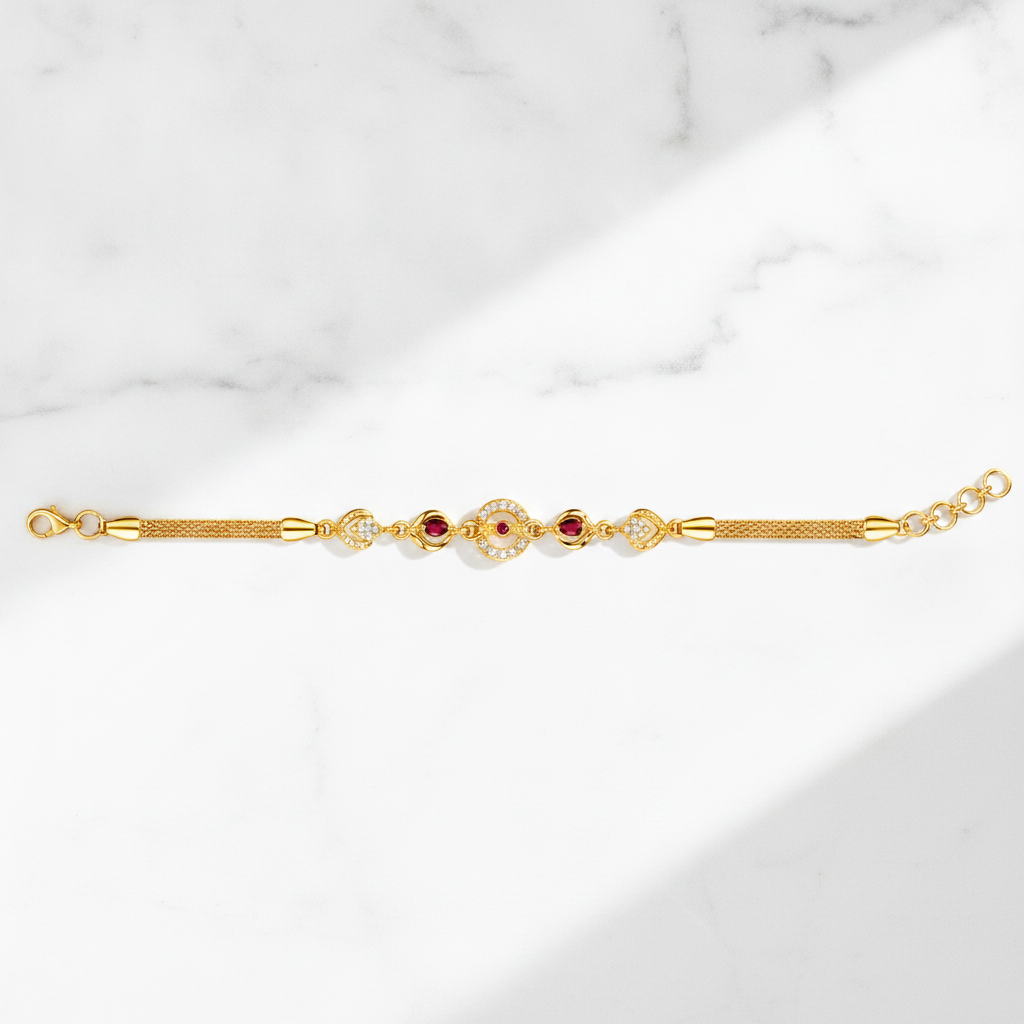 Regal Ruby Sparkle Link Bracelet for Women