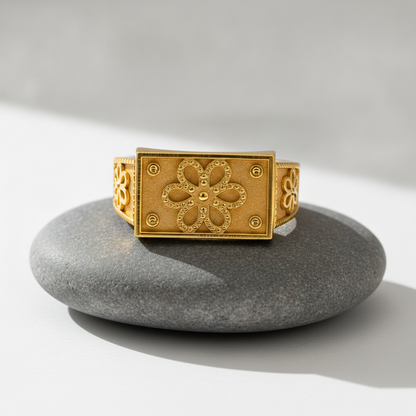 Royal Bloom Heritage Gold Statement Ring for Men
