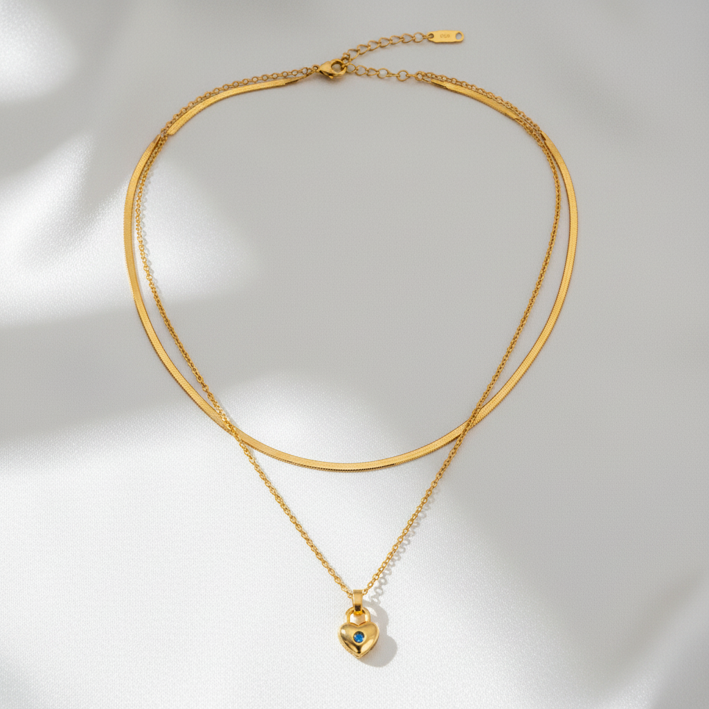 Luxury Heart Charm Two-Layer Necklace for Women